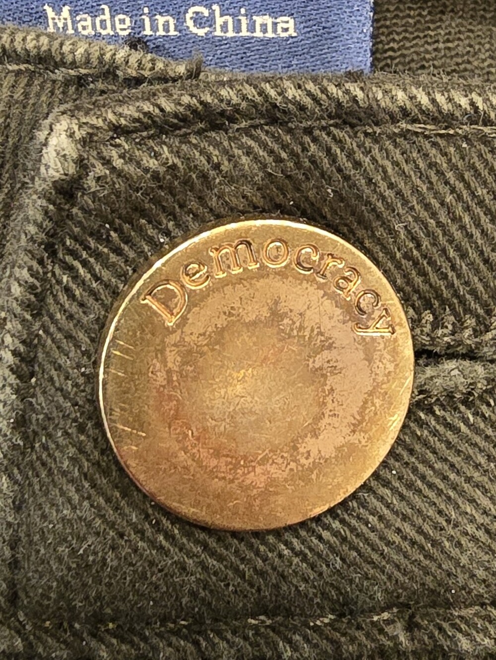 Democracy "Ab"solution Cropped Fray Hem Jeans Size 14 Olive - Picture 4 of 9